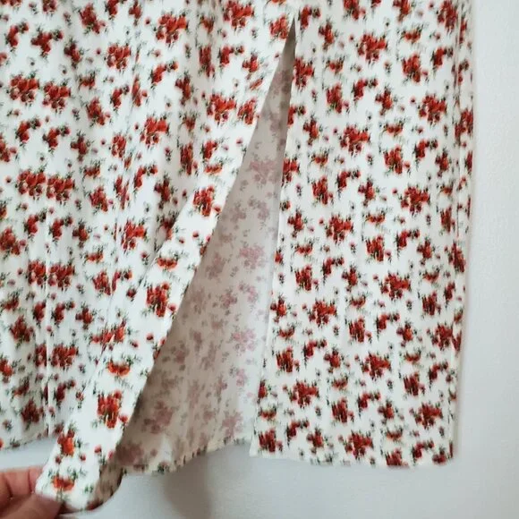 Daniel Bernstein Plus Size Skirt Size 1X Front Slit Small Rose Print Side Zip - Picture 5 of 10